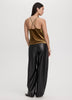 Sleeveless Draped-Neck Velvet Tank Top