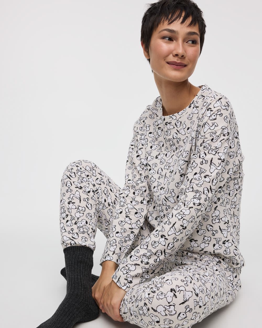 Long-Sleeve Top and Jogger Snoopy Cotton Pyjama Set
