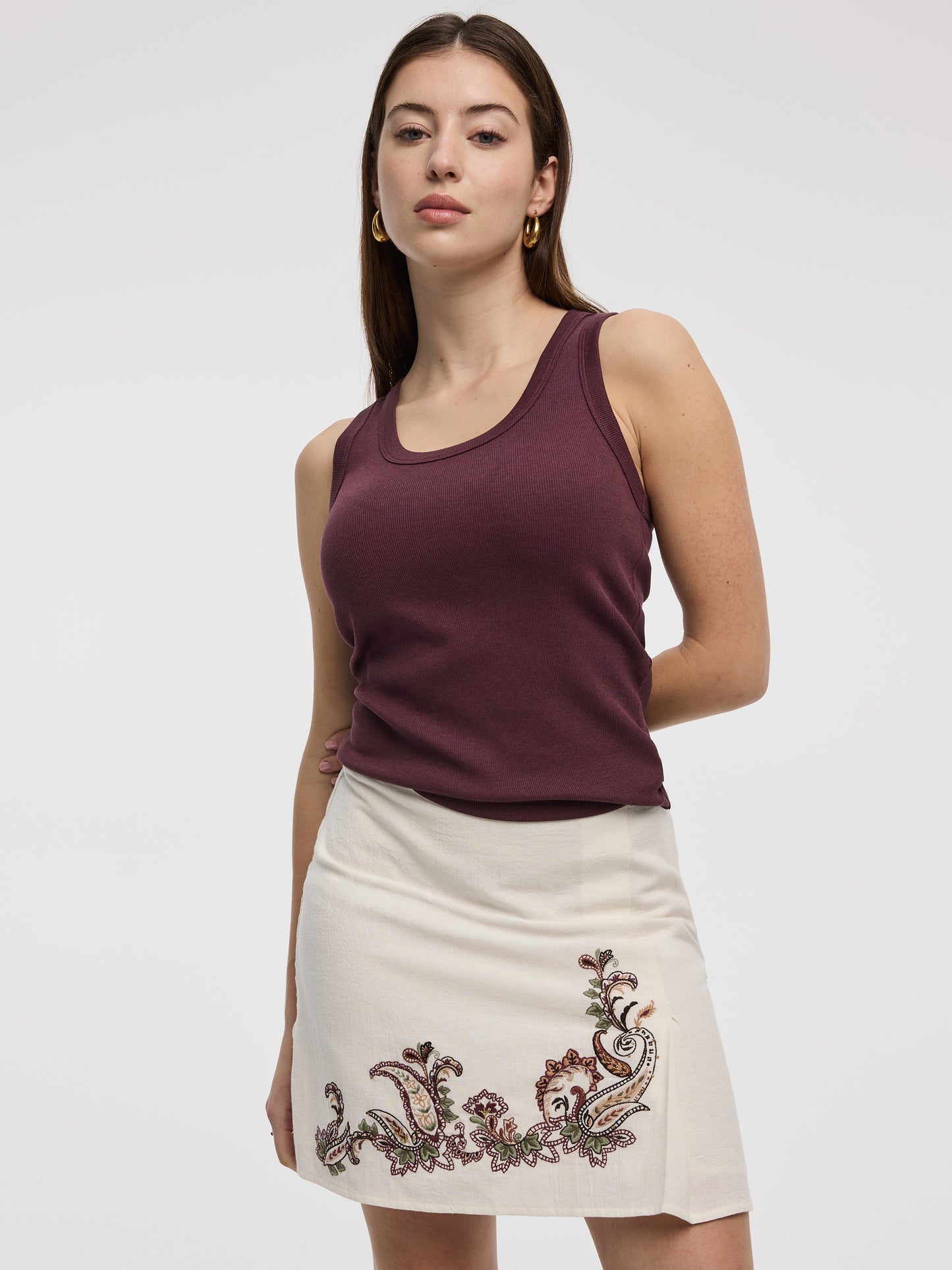 Scoop-Neck Ribbed Tank