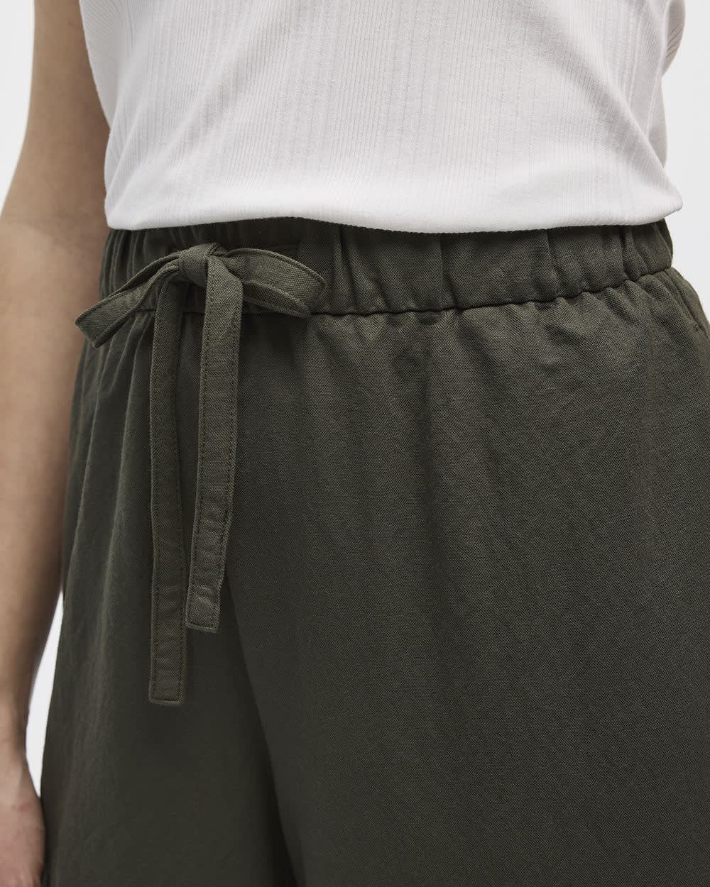 Wide-Leg Cropped Piqué Pant