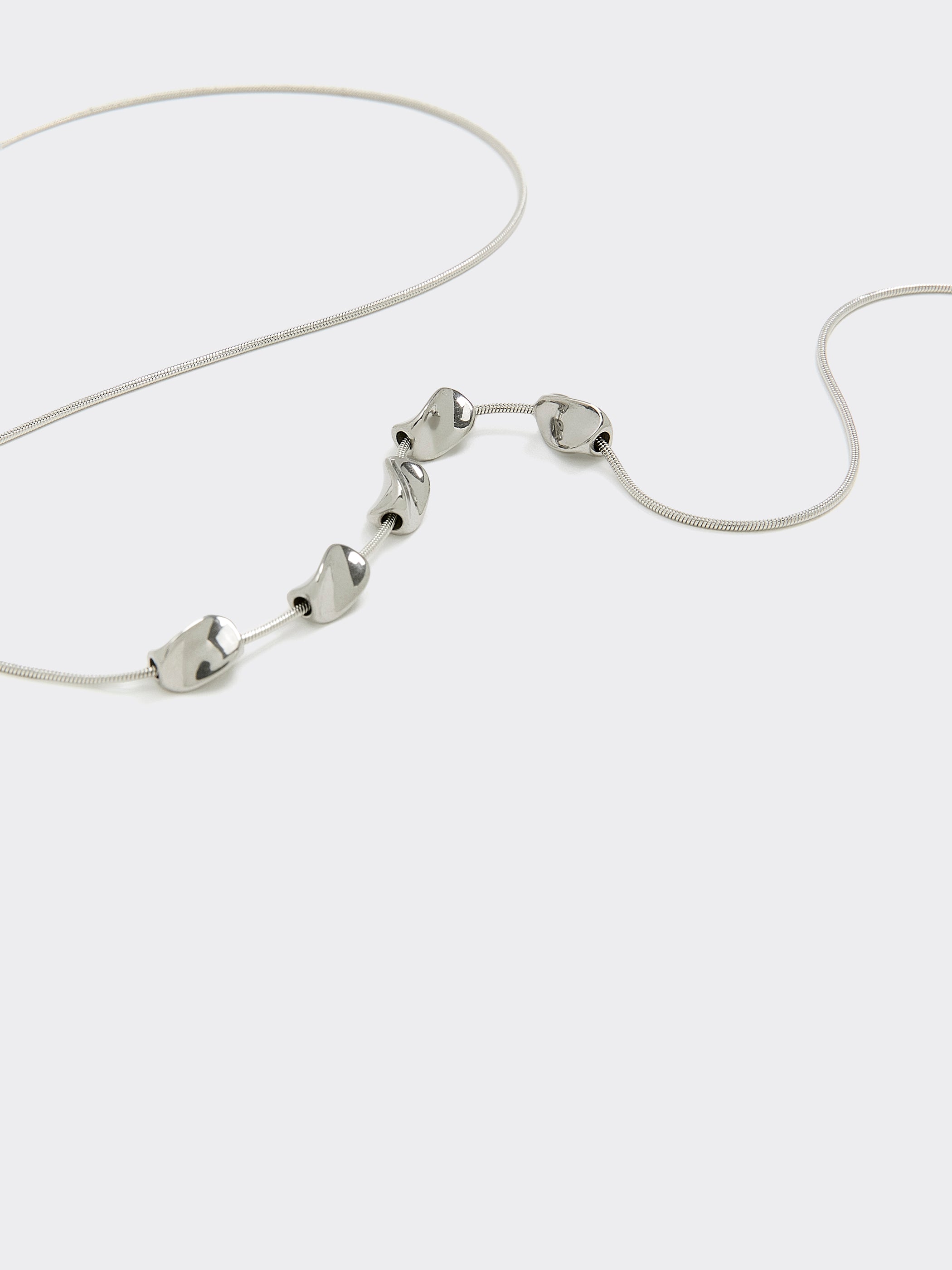 Stainless Steel Short Necklace with Twisted Beads