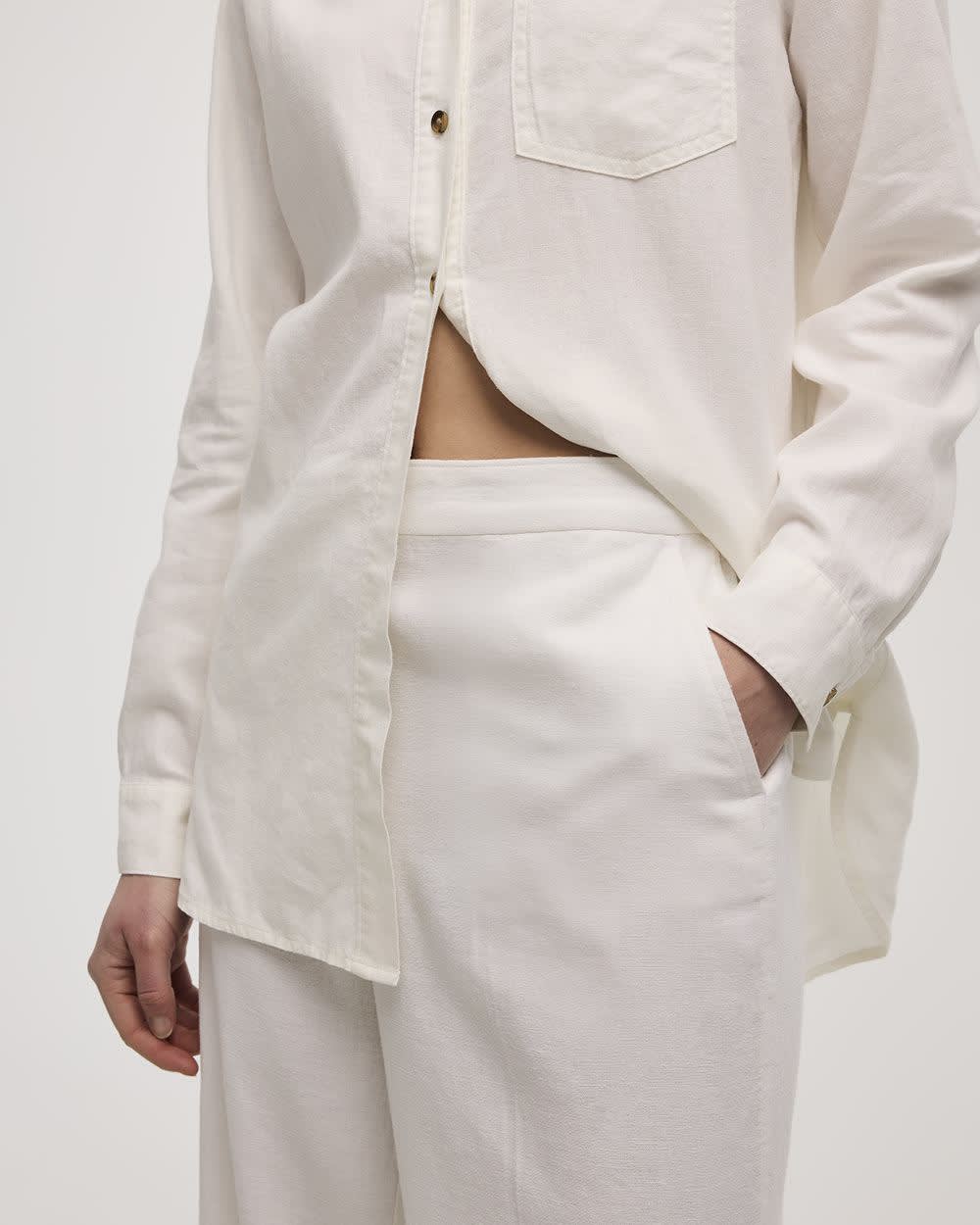 Cropped Wide-Leg Linen-Blend Pant