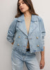 Cropped Denim Trench Coat