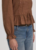 Long-Sleeve V-Neck Blouse with Lace Trims