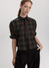 Long-Sleeve Blouse with Mock Neckline with Ruffles