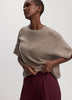 Cashmere-Blend Short-Sleeve Crew-Neck Loose Sweater