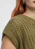 Extended-Sleeve Crew-Neck Sweater with Open Stitches