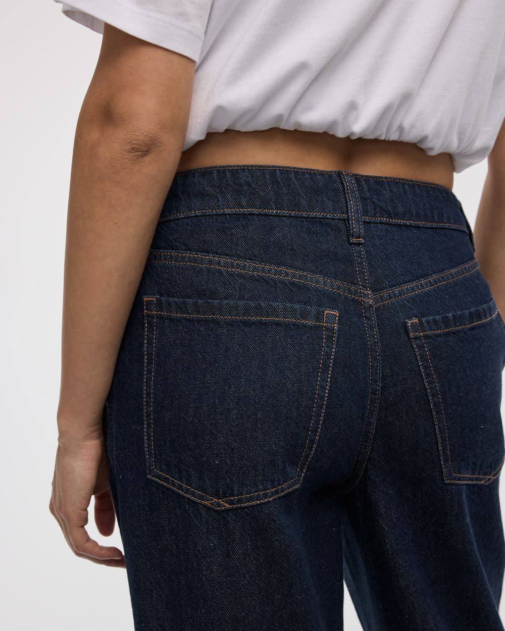 Wide-Leg Mid-Rise Denim Trousers