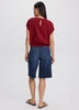 Extended-Sleeve Crew-Neck Blouse with Elasticated Hem