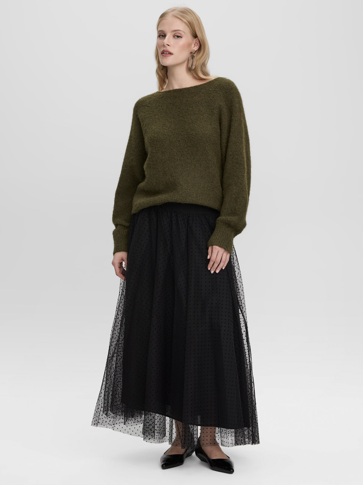 Maxi Tulle Skirt with Dots
