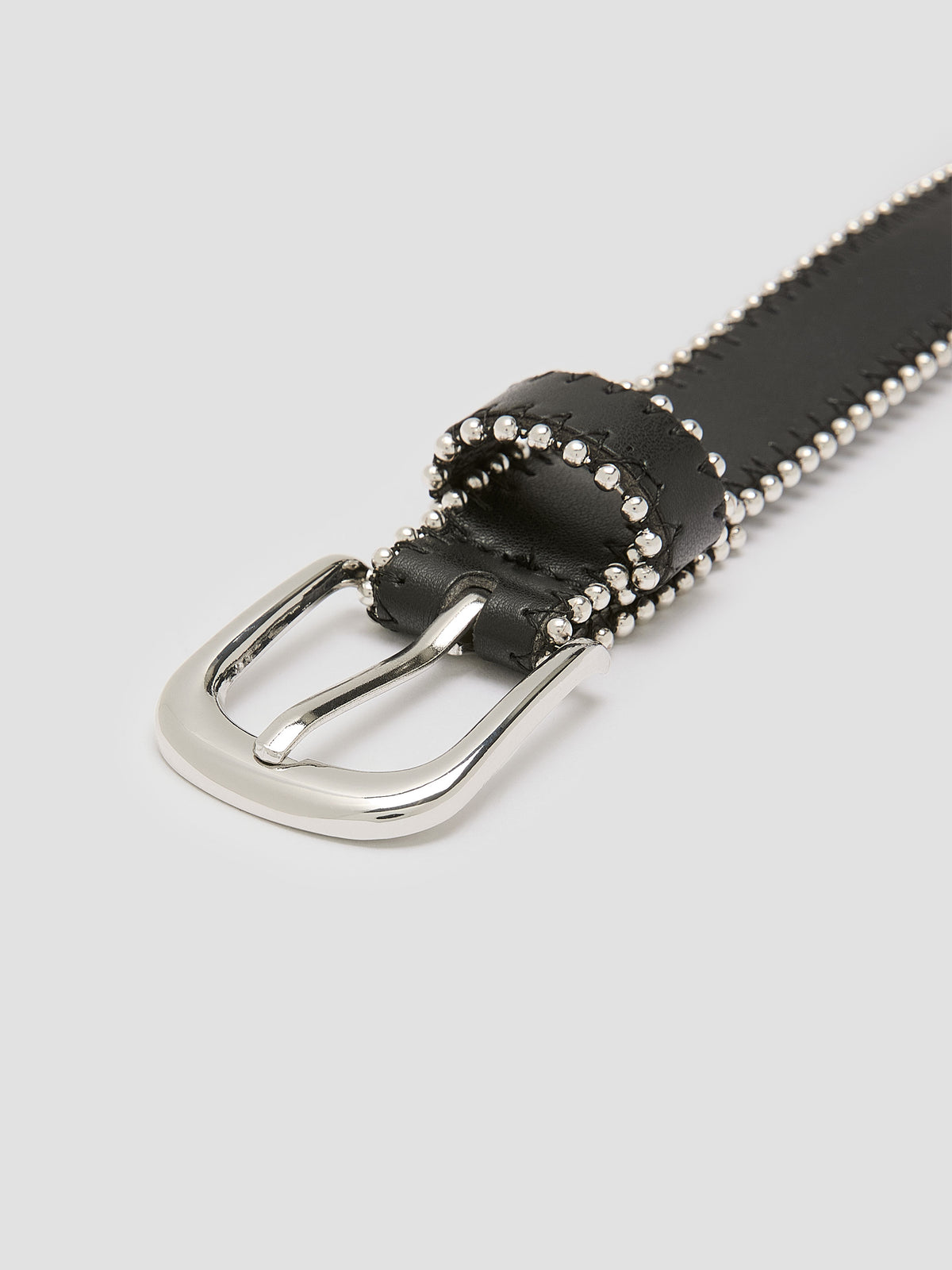 Faux-Leather Belt with Beaded Trim