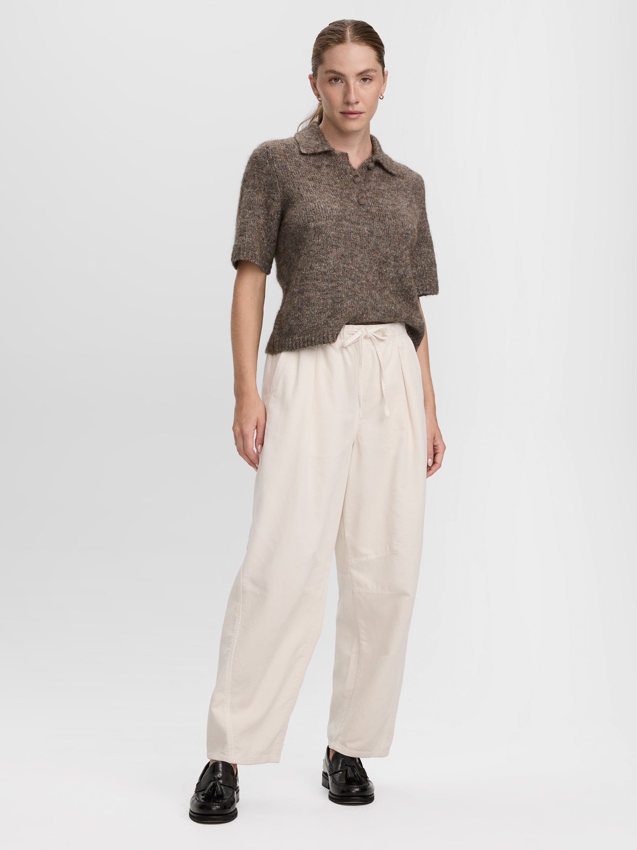 High-Rise Barrel Corduroy Pants