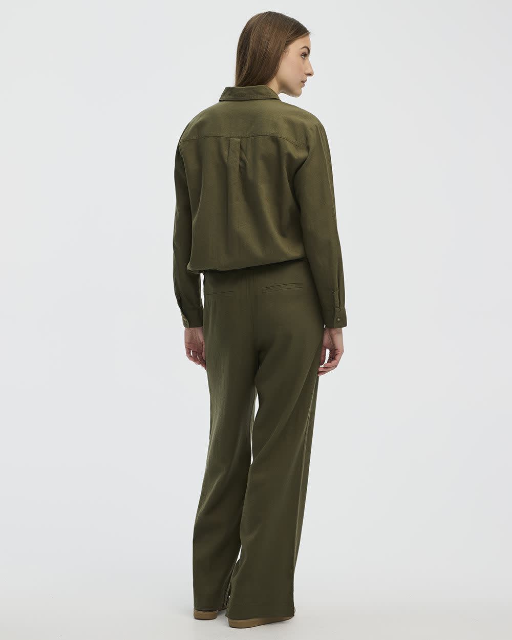 Wide-Leg High-Rise Linen Blend Pant