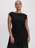 Extended-Sleeve Boat-Neck Ribbed Top