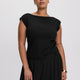 Extended-Sleeve Boat-Neck Ribbed Top