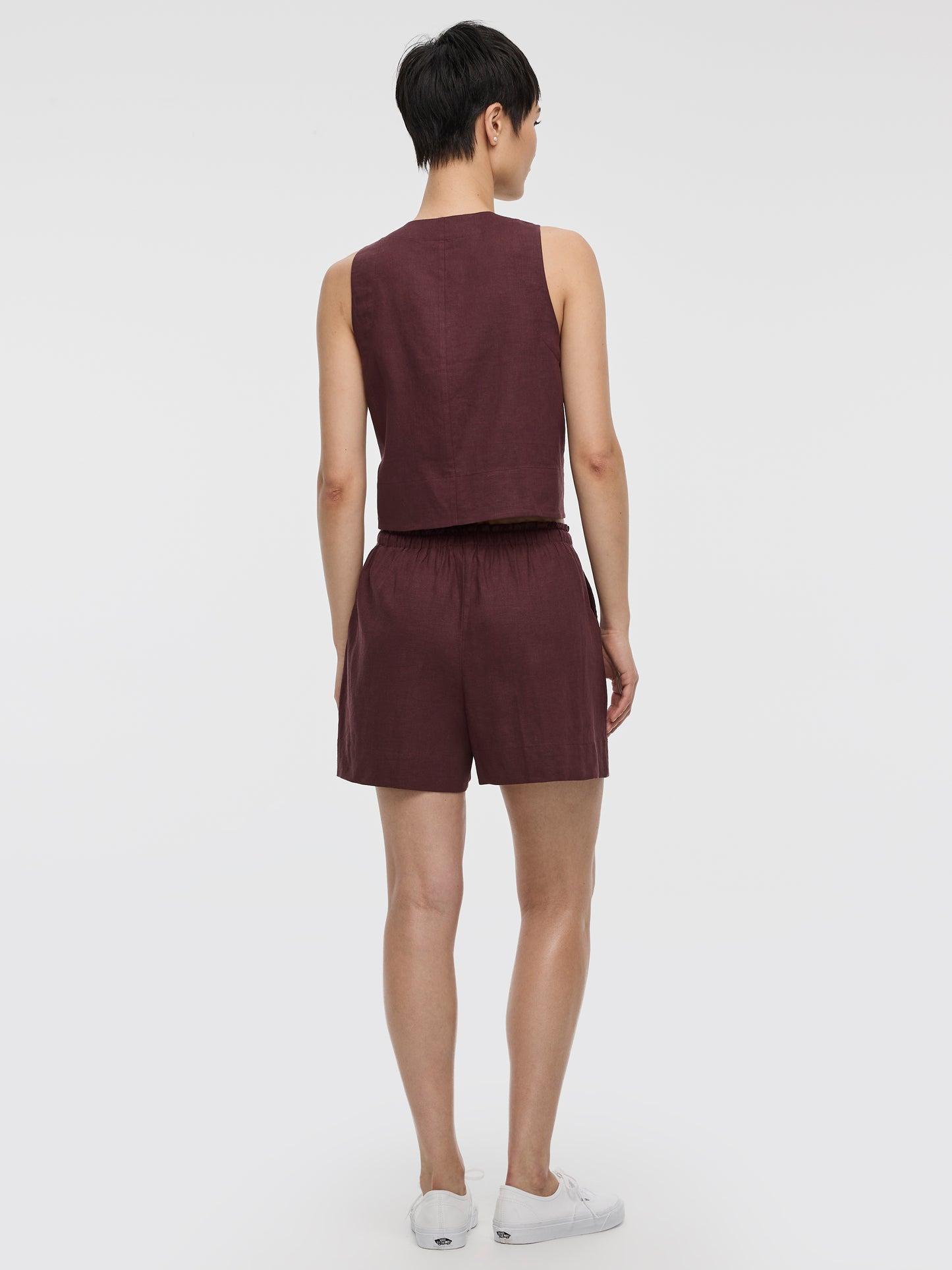 Linen-Blend Shorts with Elastic Waistband