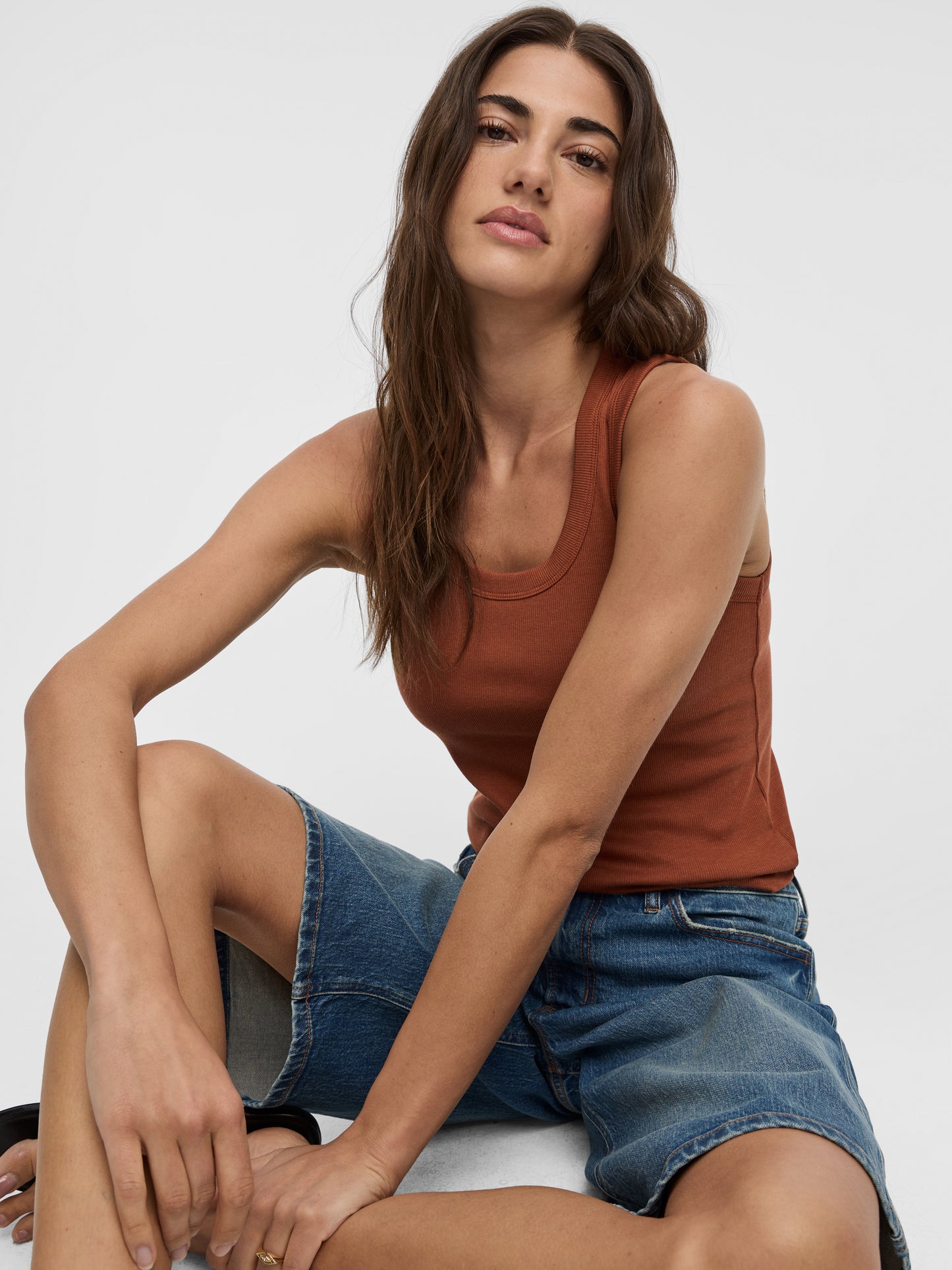 Scoop-Neck Ribbed Tank