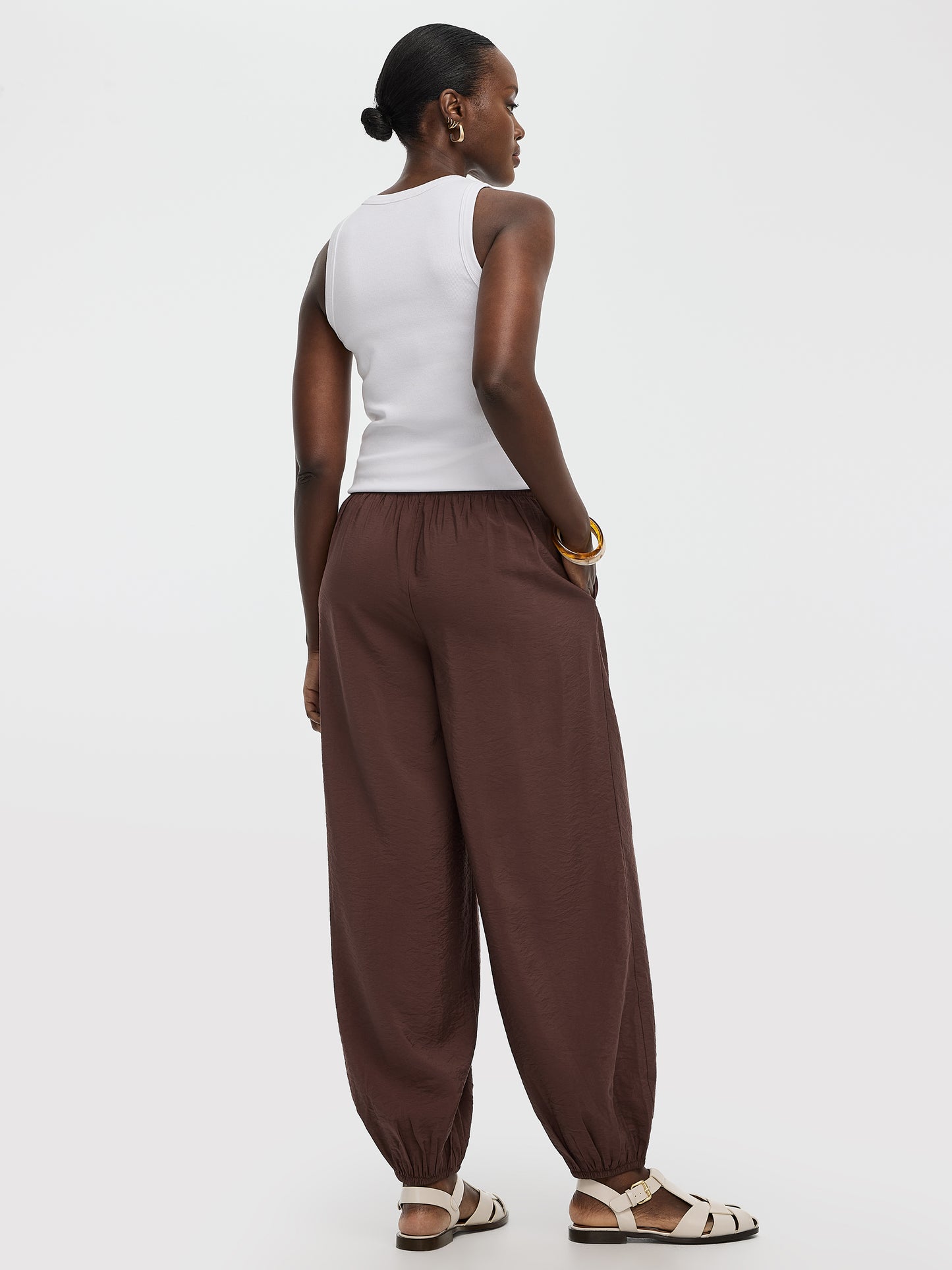 Balloon-Leg High-Rise Pull-On Pant