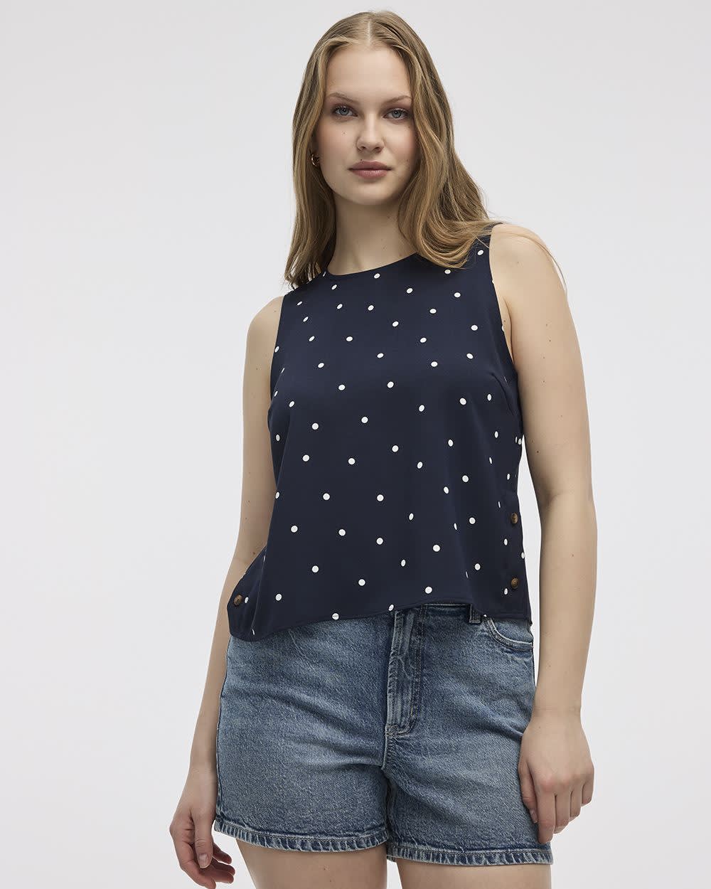 Sleeveless Blouse with Buttons at Sides