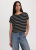 Striped Short-Dolman-Sleeve Boat-Neck T-Shirt