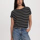 Striped Short-Dolman-Sleeve Boat-Neck T-Shirt