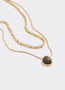 Double-Chain Short Necklace with Tiger-Eye Pendant