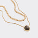 Double-Chain Short Necklace with Tiger-Eye Pendant