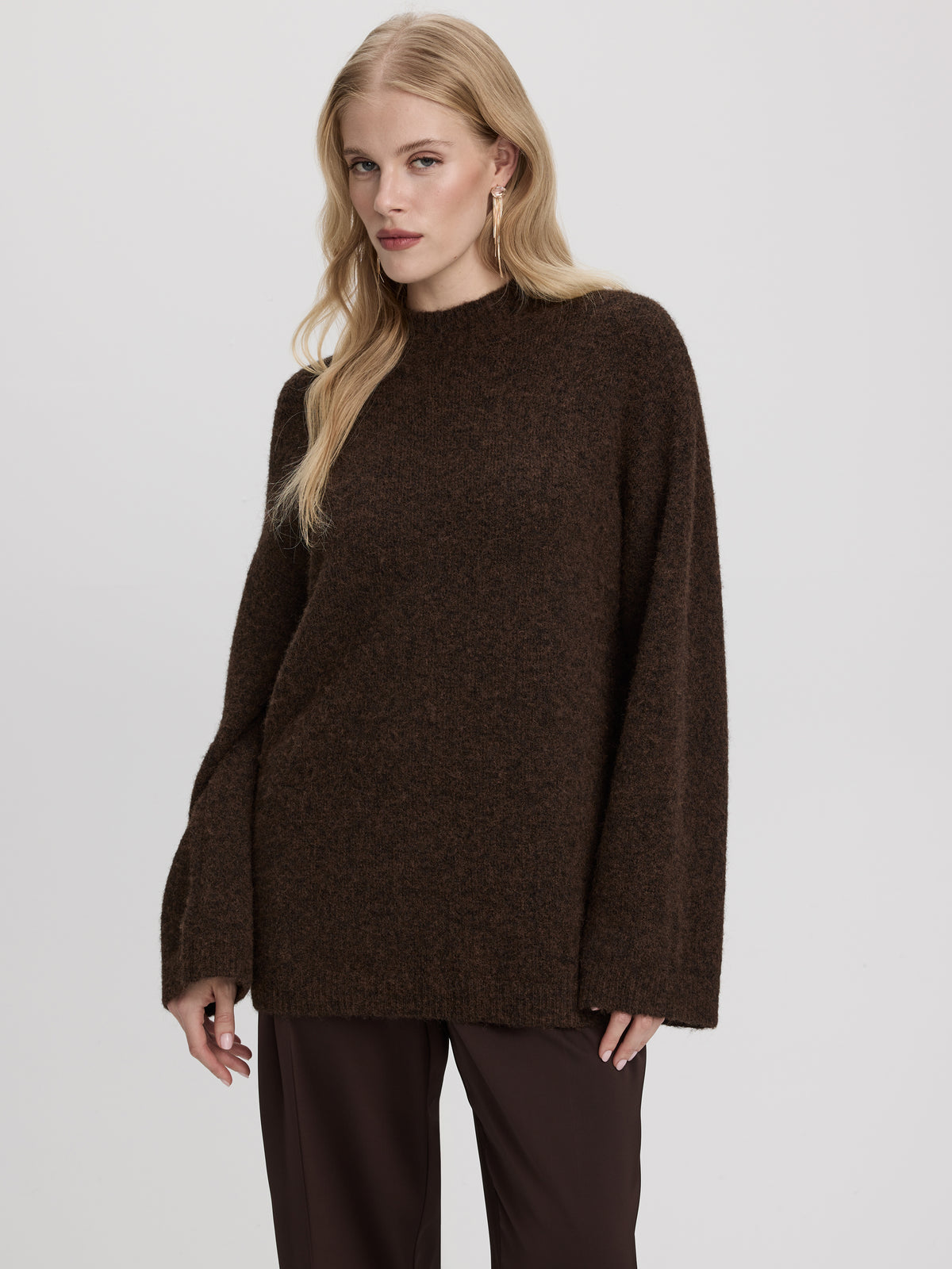 Long-Sleeve Mock-Neck Wool-Blend Sweater