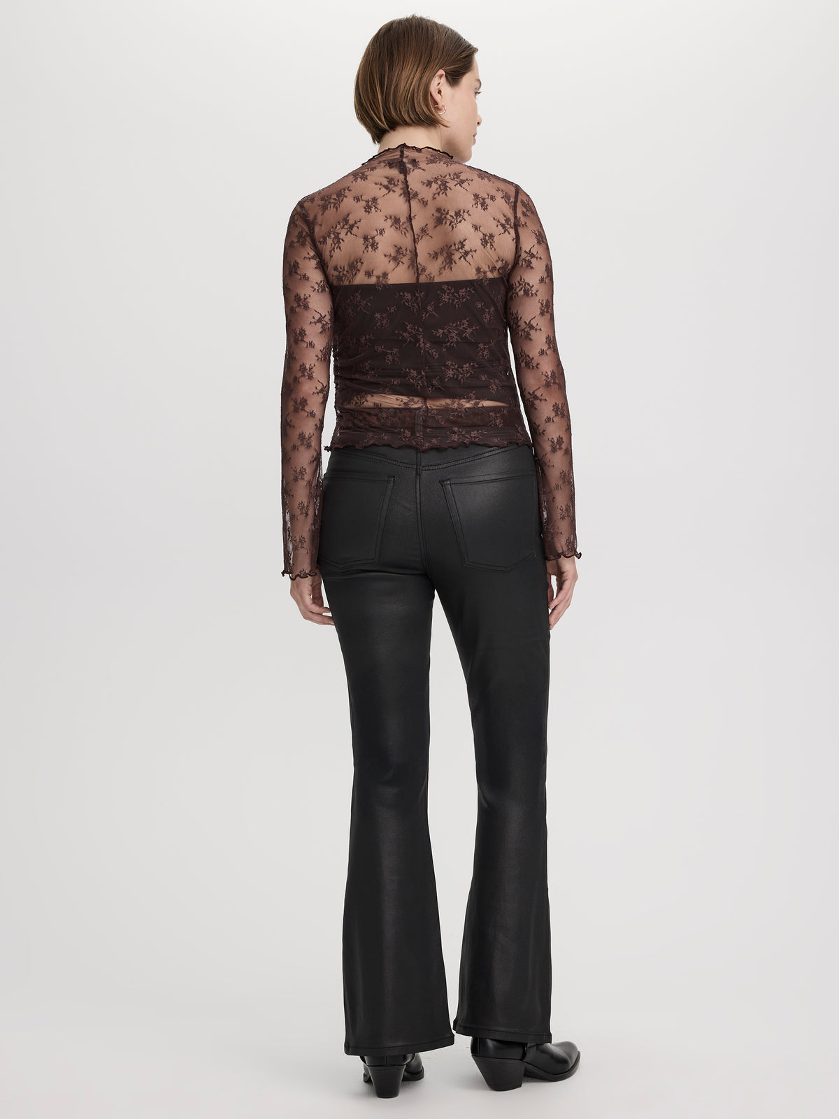 Long-Sleeve Mock-Neck Lace Top