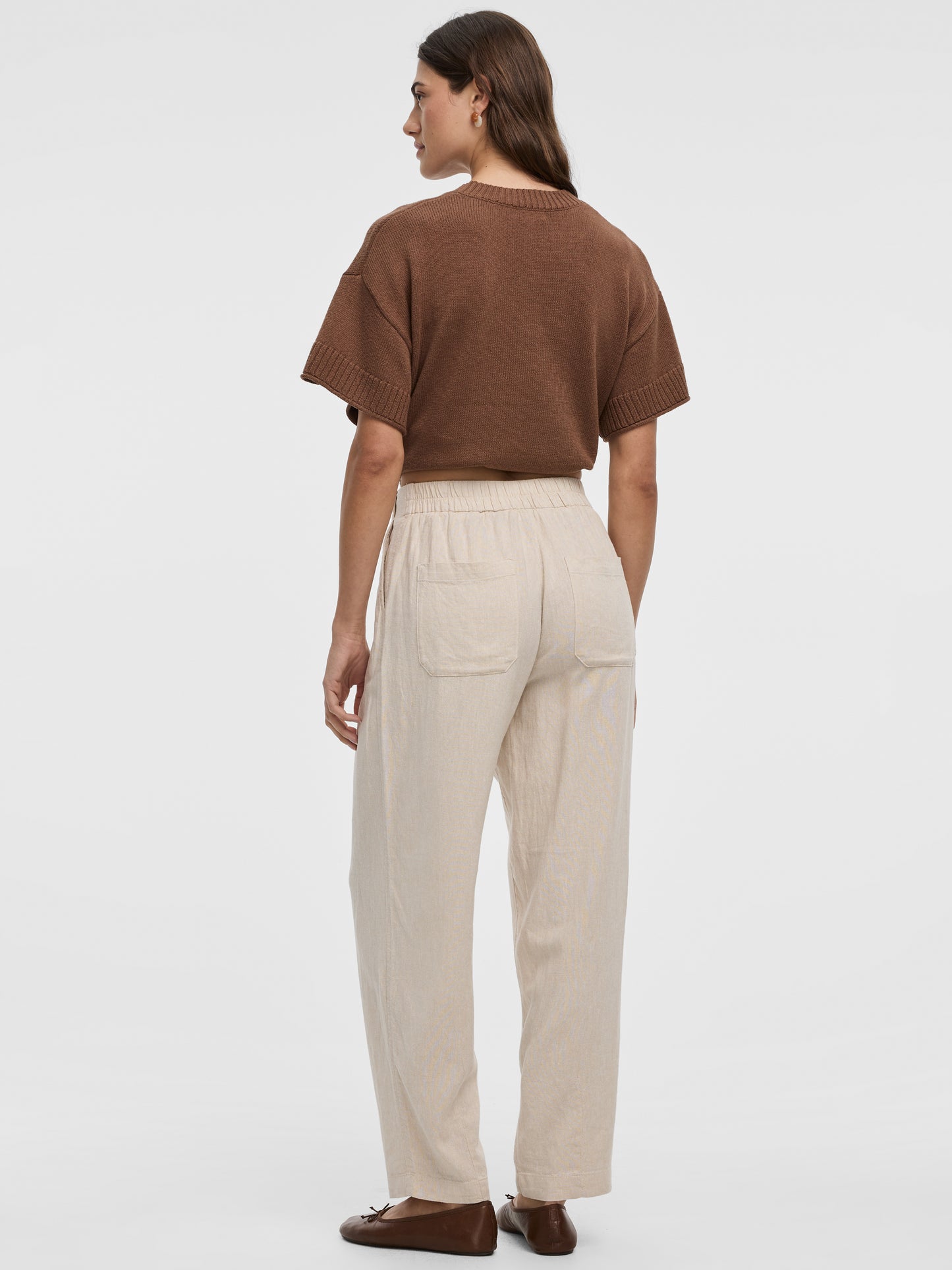 Linen Blend Barrel Pant