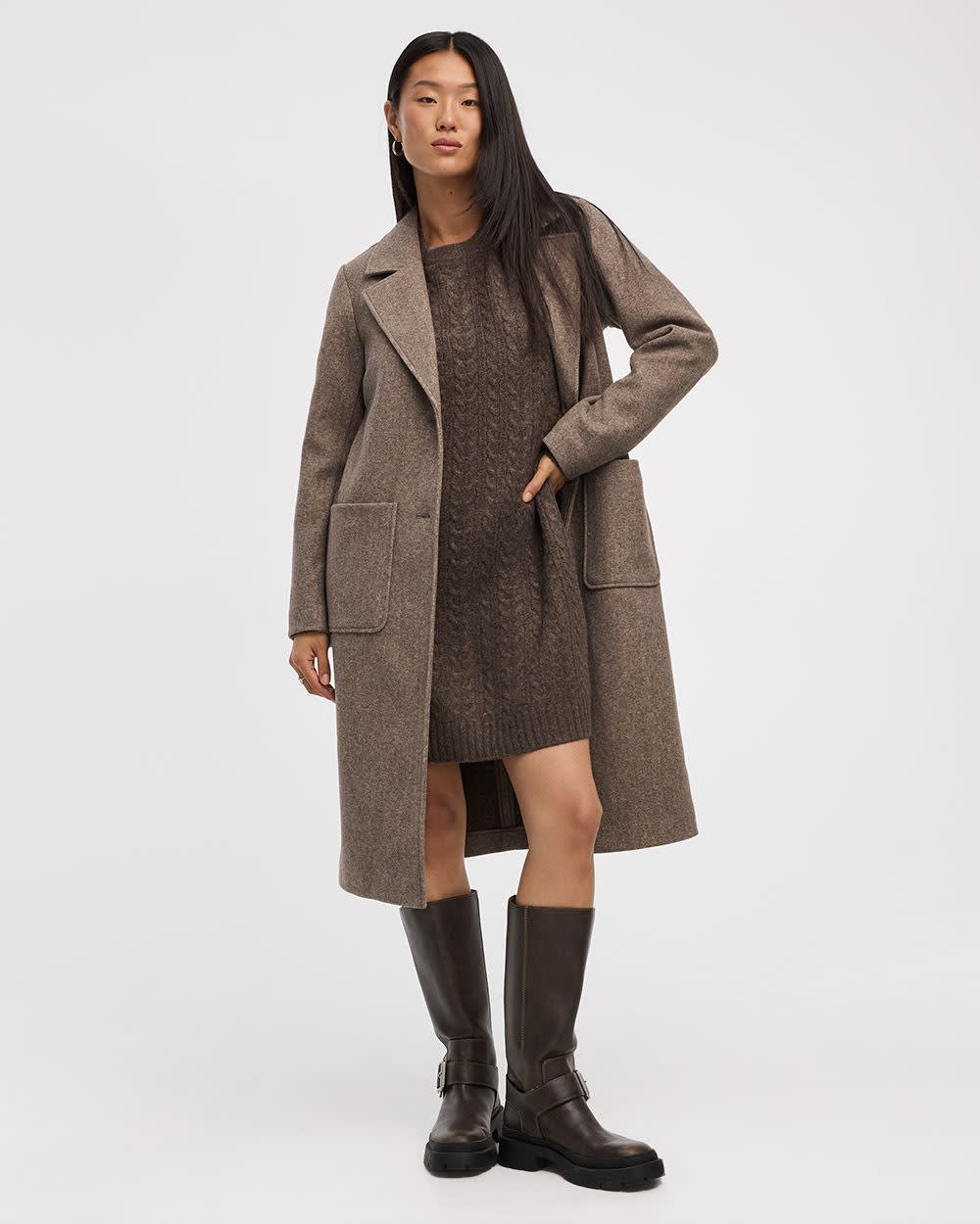 PlushSoft Crew-Neck Cable-Knit Dress