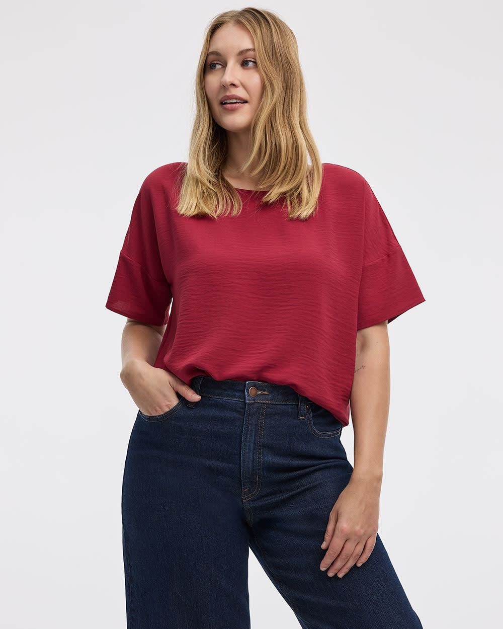 Short-Sleeve Crew-Neck T-Shirt Blouse