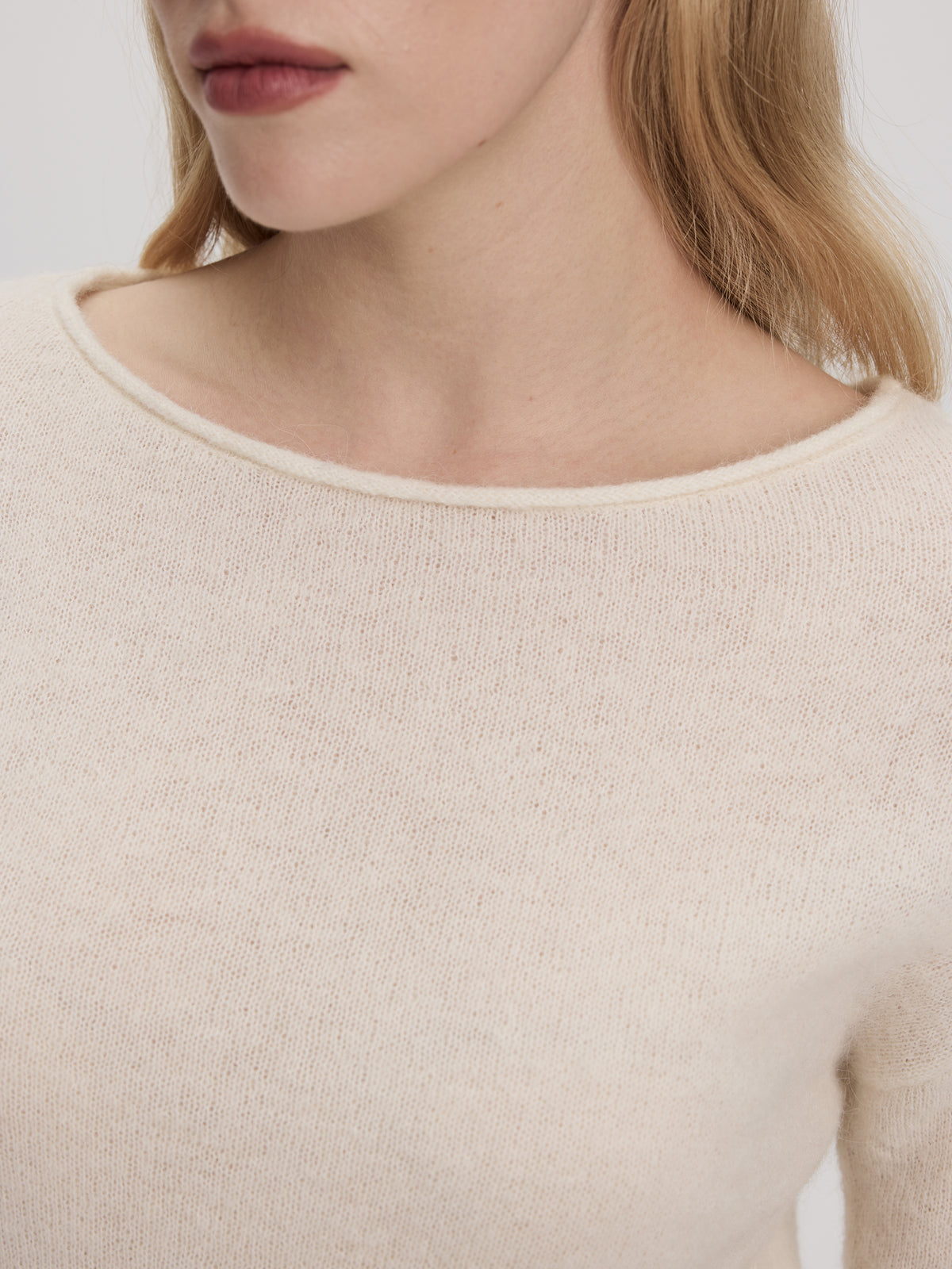Long-Sleeve Boat-Neck Wool-Blend Sweater