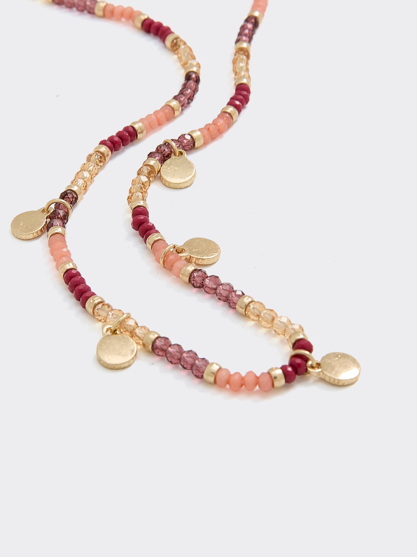 Short Beaded Necklace with Coin Pendants