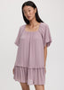 Square-Neck Mini Dress with Bubble Sleeves