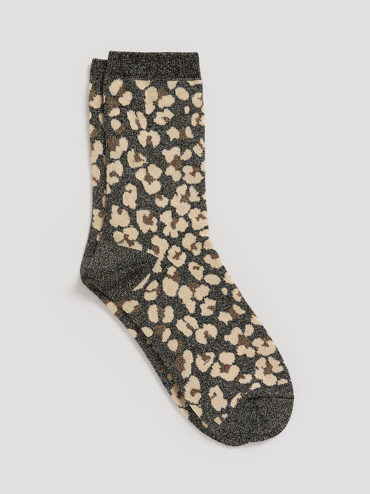 Shimmery Crew Socks with Animal Print