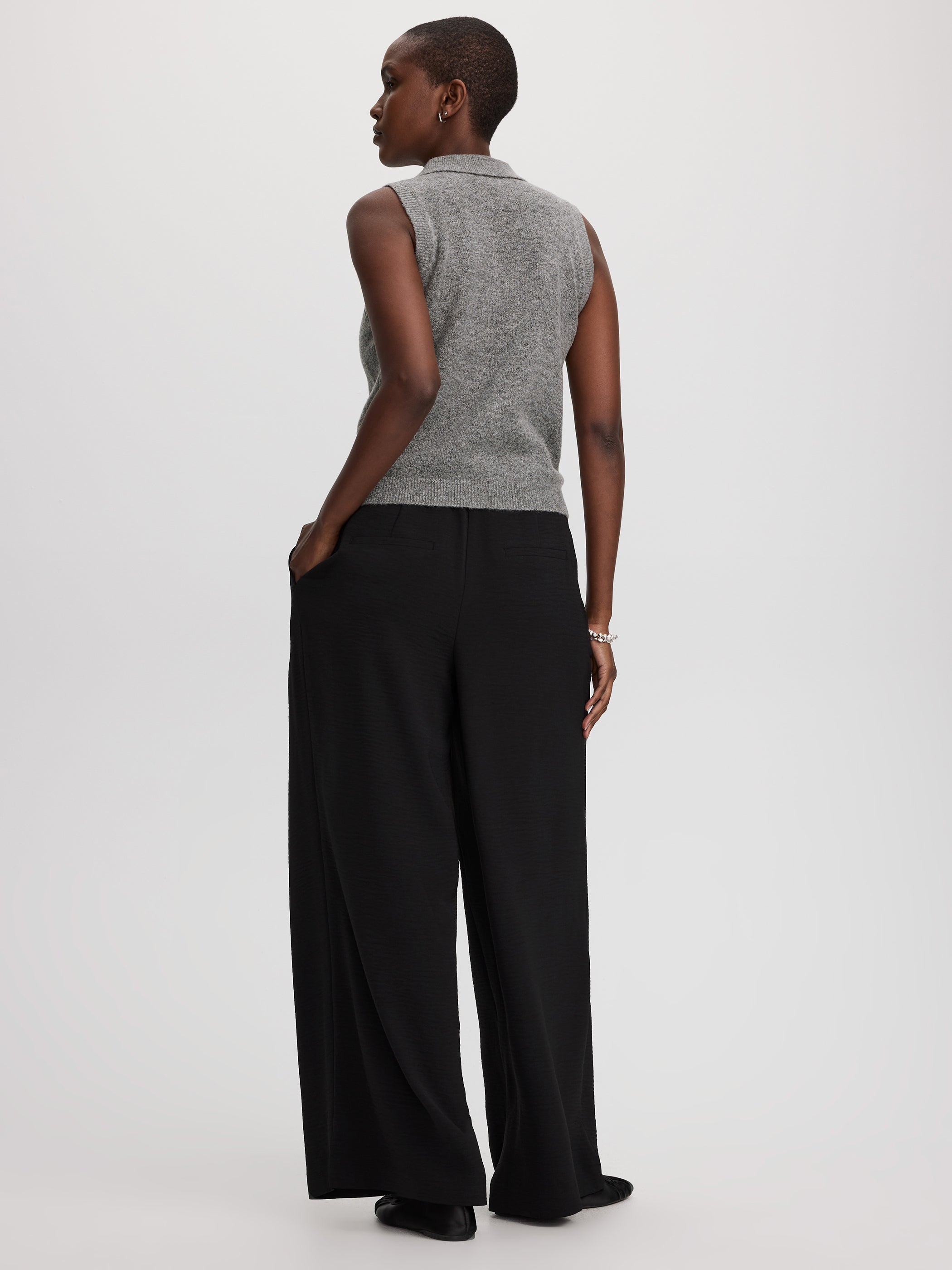 PlushSoft Sleeveless Polo Sweater