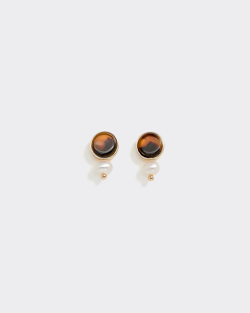 Stud Earrings with Stones and Pearls