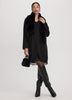 Long-Sleeve V-Neck Shift Dress with Lace Trim