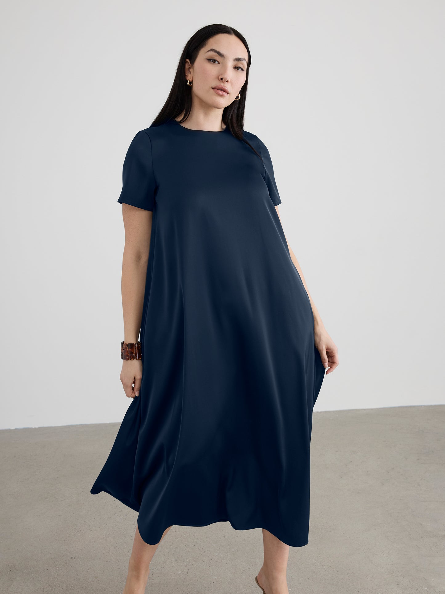 Short-Sleeve Swing Maxi Dress