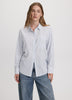 Striped Long-Sleeve Buttoned-Down Seersucker Blouse
