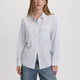 Striped Long-Sleeve Buttoned-Down Seersucker Blouse