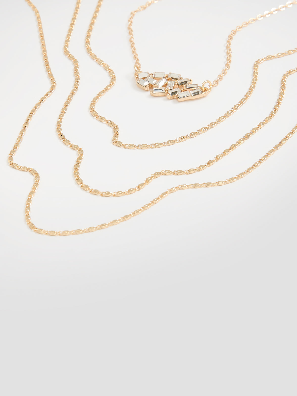 Multilayer Necklace with Rhinestone Pendant