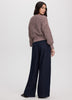 Long-Sleeve V-Neck Sweater with Half-Cardigan Stitches