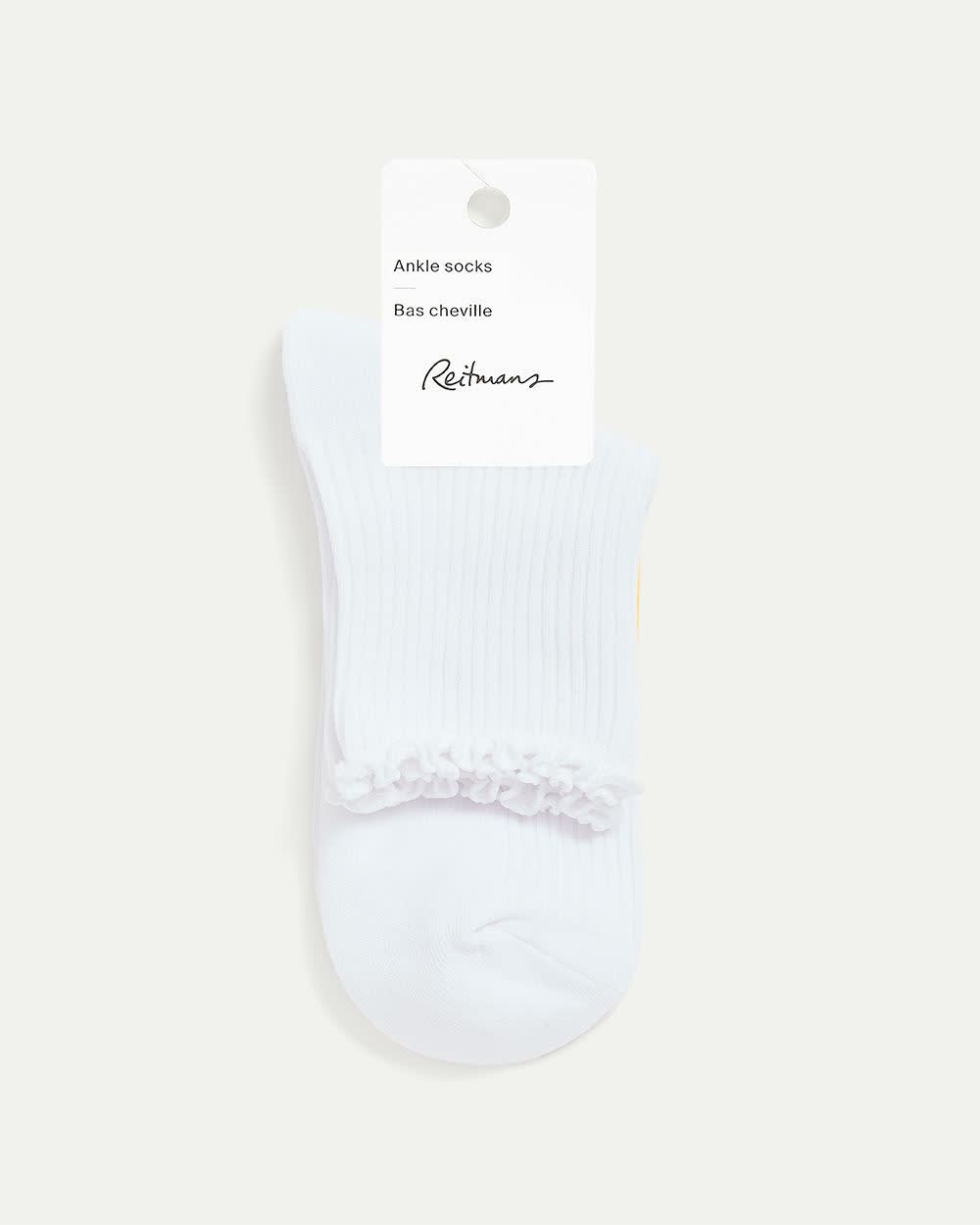 Bas cheville en coton avec ourlets ondulés