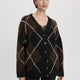 Long-Sleeve V-Neck Loose Intarsia Cardigan