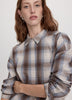 Loose Plaid Blouse with Pocket