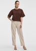 Short-Sleeve Mix-Media Top with Embroidered Trims