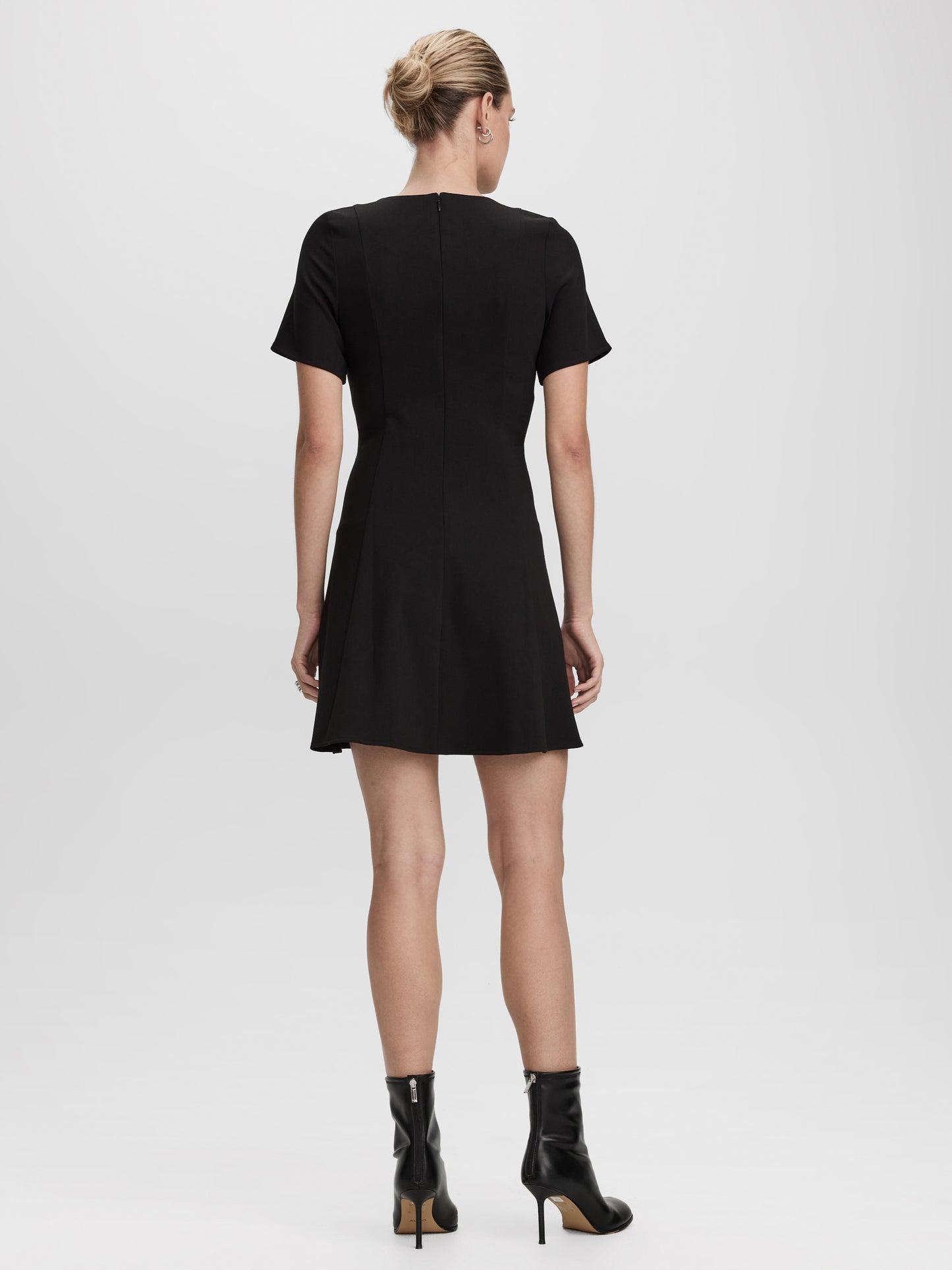 Short-Sleeve Crew-Neck Fit-and-Flare Dress