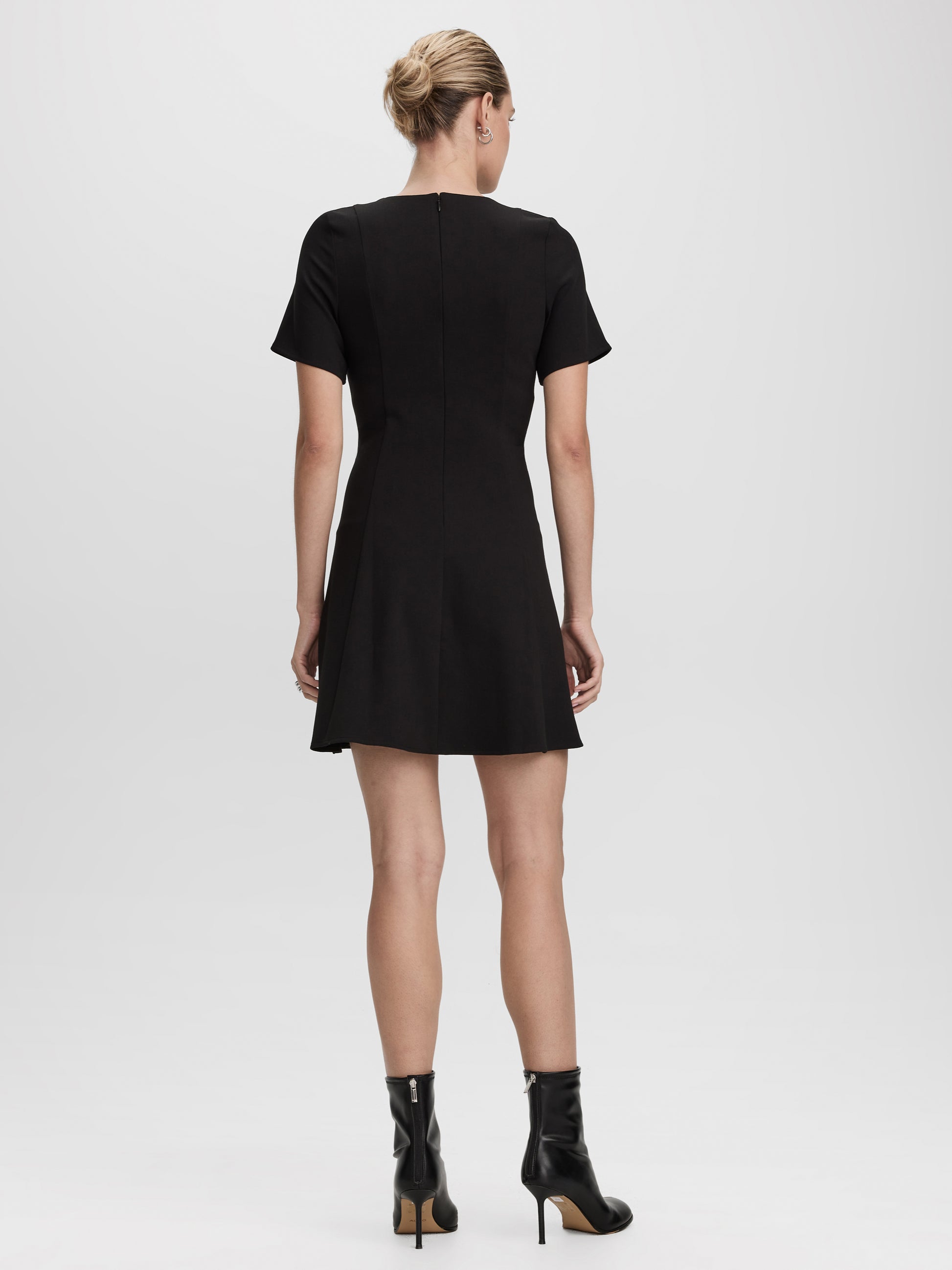 Short-Sleeve Crew-Neck Fit-and-Flare Dress